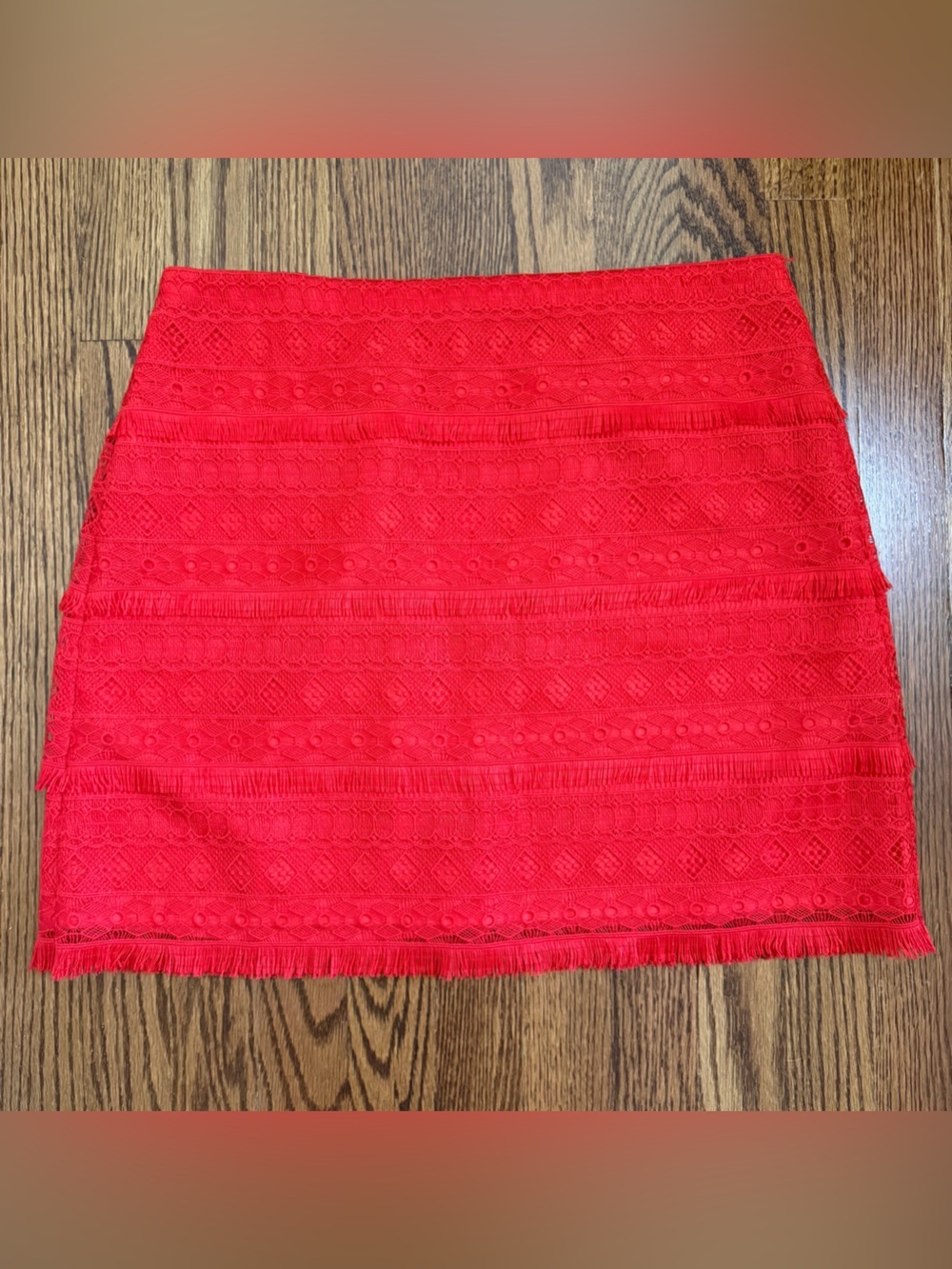 J.Crew Red Lace Mini Skirt Lined Size 8